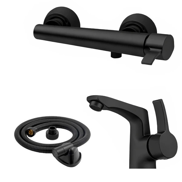 ست شیرالات زحل مدل هیرسا JK-3 مجموعه 3 عددی مشکی مات